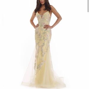 Morrell Maxie Yellow Embellished Prom Dress